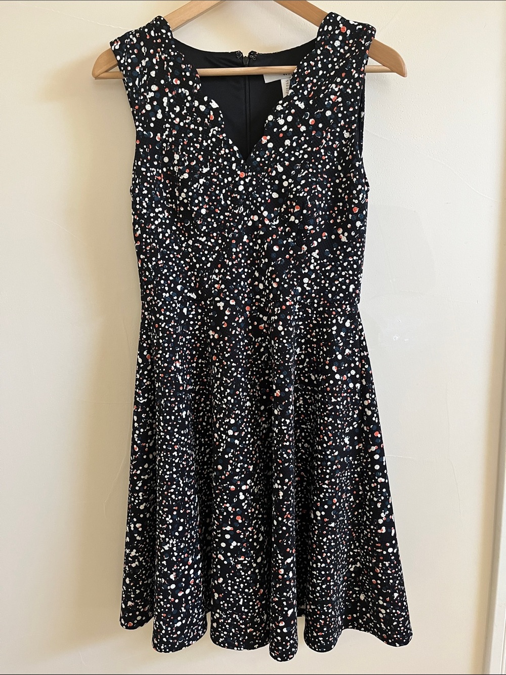 Classic Black Fit & Flare Dress with Confetti Print size 4